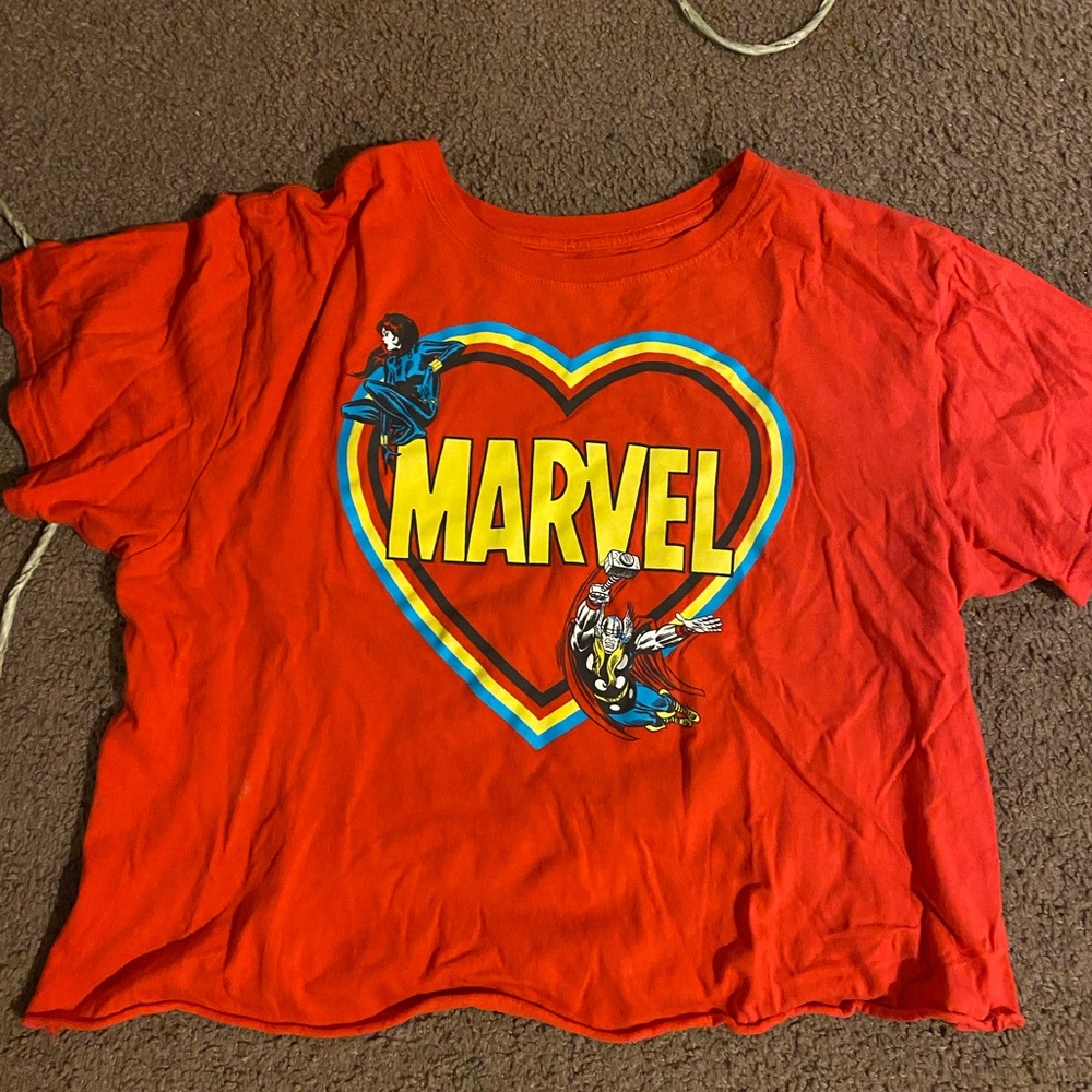 a marvel comics crop top, very cute on!!